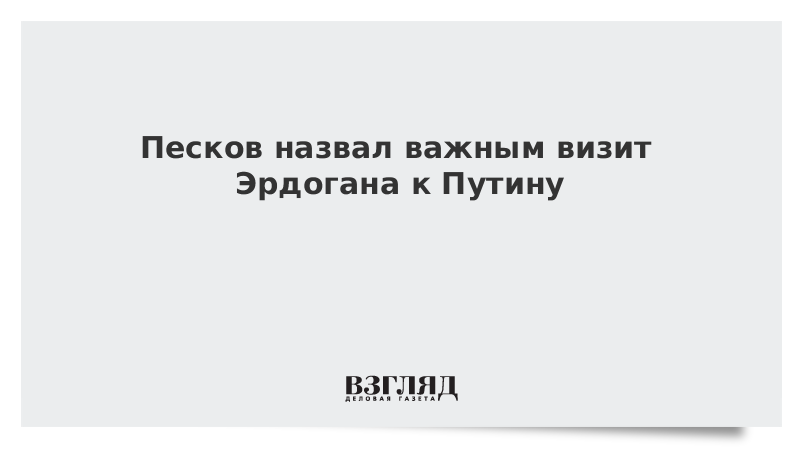 Песков назвал важным визит Эрдогана к Путину