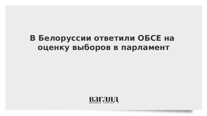 В Белоруссии ответили ОБСЕ на оценку выборов в парламент