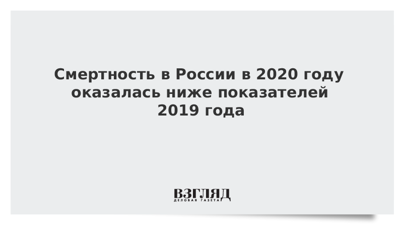 Смертность в России в 2020 году оказалась ниже показателей 2019 года