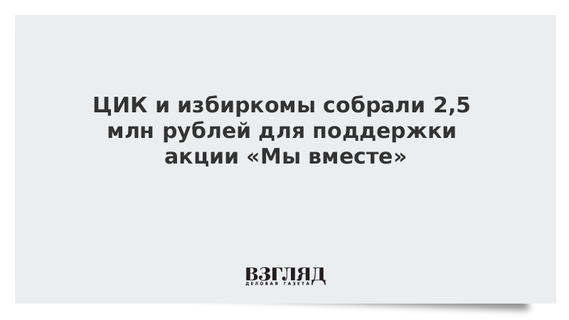 ЦИК и избиркомы собрали 2,5 млн рублей для поддержки акции «Мы вместе»