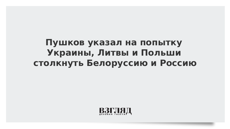 Пушков отметил попытку Украины втянуть Белоруссию в «антироссийские игры»