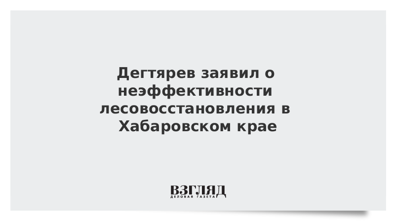 Дегтярев заявил о неэффективности лесовосстановления в Хабаровском крае