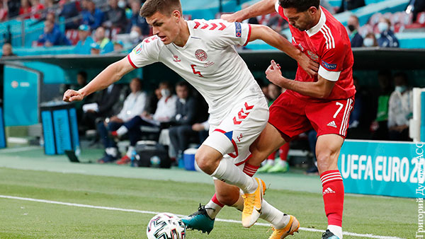 В матче Дания – Россия на Евро-2020 забили первый гол