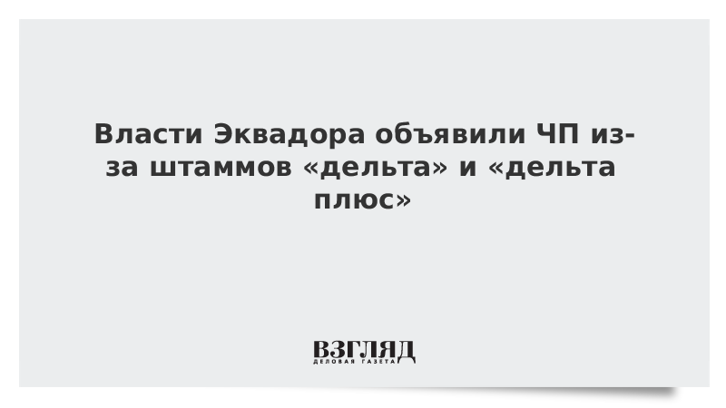 ВЗГЛЯД / Власти Эквадора объявили ЧП из-за штаммов «дельта» и «дельта плюс» :: Новости дня - Vimarsana News
