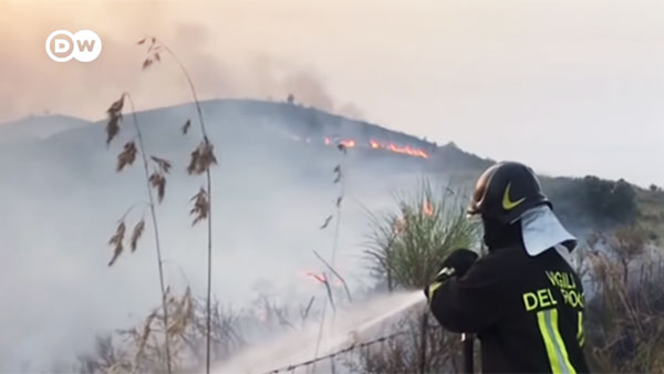 Лесной пожар привел к массовой эвакуации на юге Италии