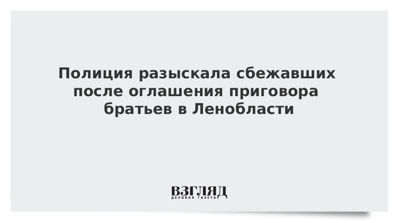 ВЗГЛЯД / Полиция разыскала сбежавших после оглашения приговора братьев в Ленобласти :: Новости дня - Vimarsana News