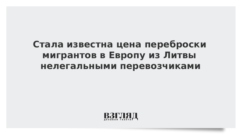 ВЗГЛЯД / Стала известна цена переброски мигрантов в Европу из Литвы нелегальными перевозчиками :: Новости дня - Vimarsana News