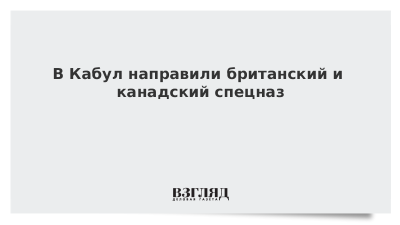 ВЗГЛЯД / В Кабул направили британский и канадский спецназ :: Новости дня - Vimarsana News