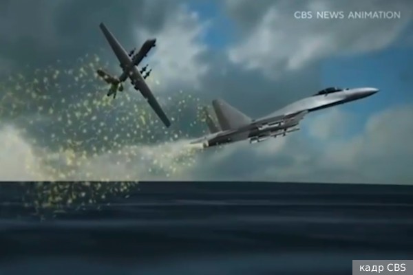CBS News изобразил крушение дрона MQ-9 Reaper в Черное море после маневра российского Су-27