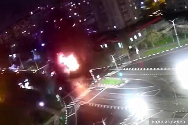 Появилось видео взрыва возле перекрестка в Белгороде