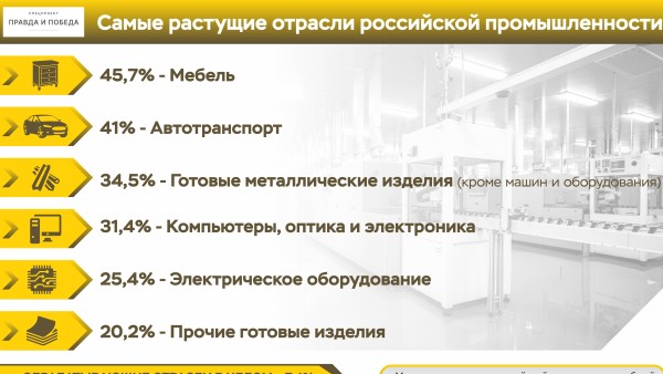 Инфографика: Самые растущие отрасли российской промышленности