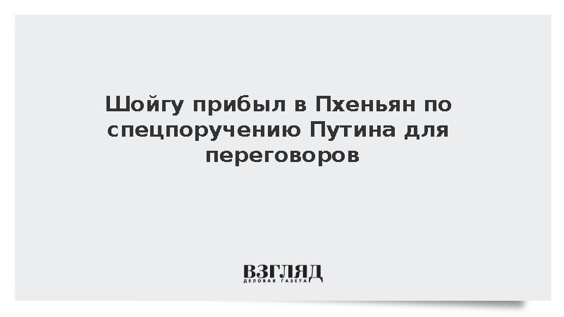 Шойгу прибыл в Пхеньян по спецпоручению Путина для переговоров