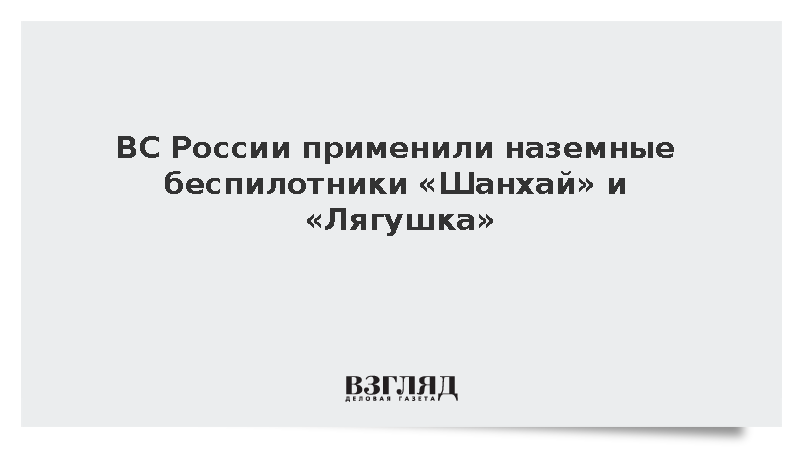 ВС России применили наземные беспилотники «Шанхай» и «Лягушка»