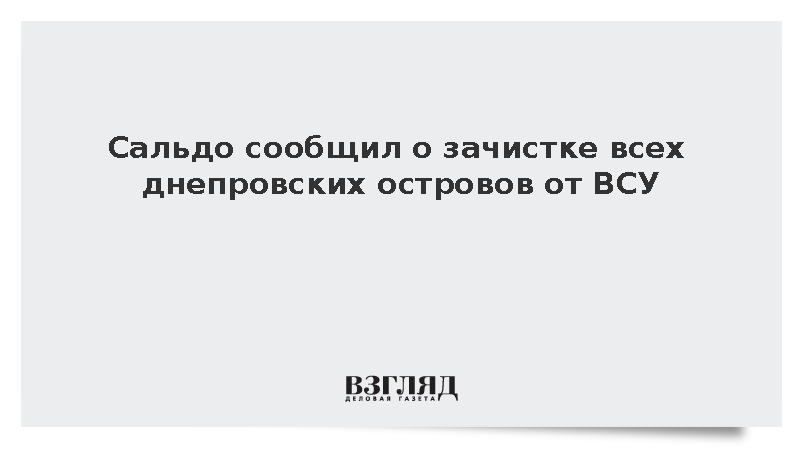 Сальдо заявил о контроле российской армии над островами Днепра