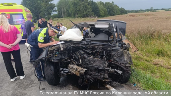 При лобовом столкновении авто под Калининградом двое погибли и трое пострадали