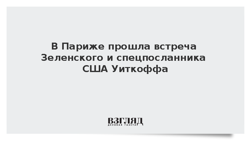 Зеленский обсудил гарантии безопасности с Уиткоффом в Париже