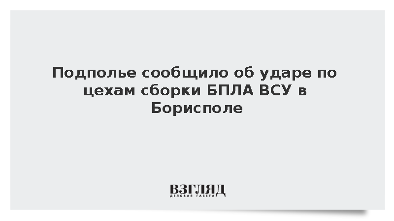 Подполье сообщило об ударе по цехам сборки БПЛА ВСУ в Борисполе
