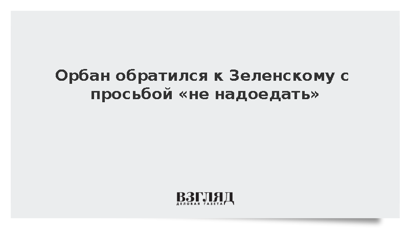 Орбан обратился к Зеленскому с просьбой «не донимать» Венгрию