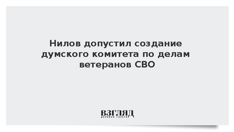 Нилов рассказал о возможном появлении думского комитета по ветеранам СВО