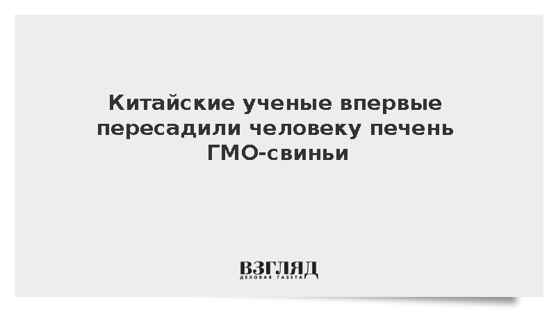 Китайские ученые провели первую в мире трансплантацию печени ГМО-свиньи человеку