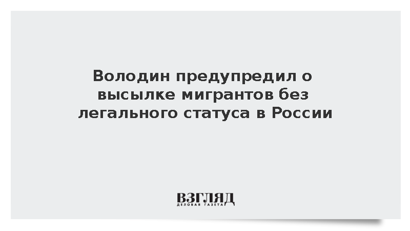 Володин: Нелегальным мигрантам грозит высылка и штрафы с запретом въезда в Россию