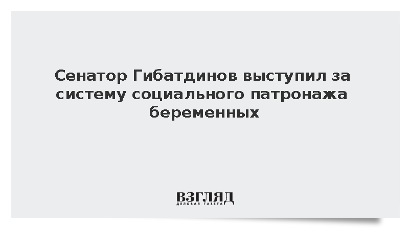 Сенатор Гибатдинов выступил за систему социального патронажа беременных