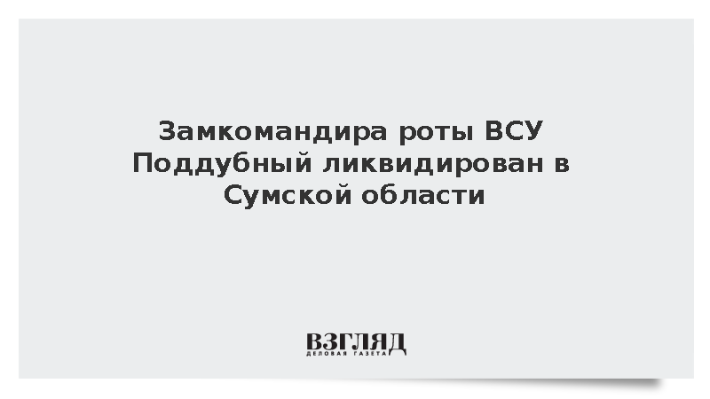 Замкомандира роты ВСУ Поддубный ликвидирован в Сумской области