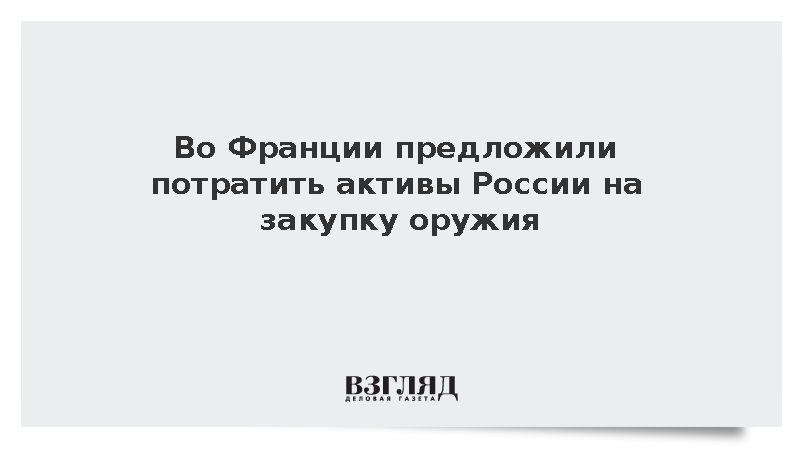 Во Франции предложили потратить активы России на закупку оружия