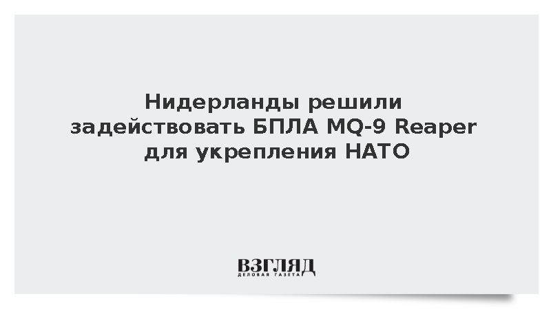 Нидерланды решили задействовать БПЛА MQ - 9 Reaper :: Новости дня / ВЗГЛЯД