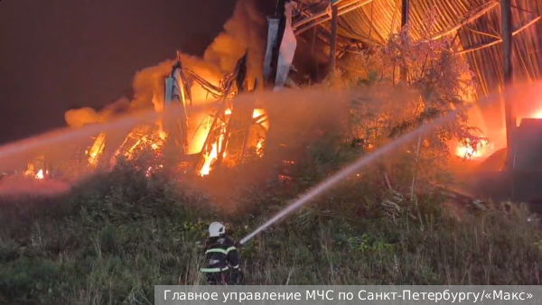 Площадь пожара на складе в Петербурге выросла до 82 тыс. кв. м