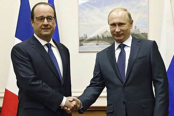 Путин: Визит Олланда поможет решить международные проблемы