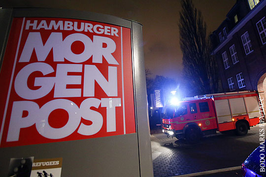 В Германии подожгли здание перепечатавшей карикатуры Charlie Hebdo газеты