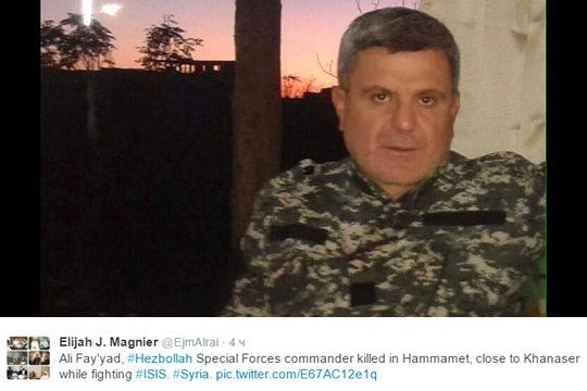 Командир «Хезболлы» погиб в бою с террористами ИГ в Сирии