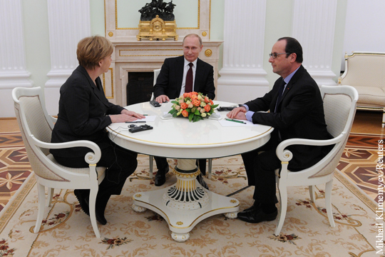 Путин, Меркель и Олланд обсудили обострение ситуации в Донбассе