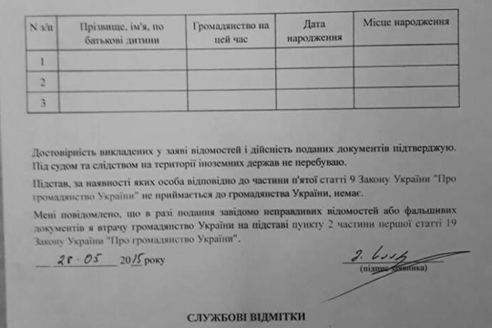 СМИ опубликовали анкету Саакашвили на получение украинского гражданства