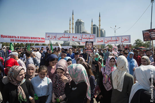 Свыше 1 млн мусульман в Грозном выразили протест Мьянме