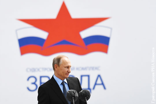 Путин принял участие в церемонии закладки четырех судов ледового класса