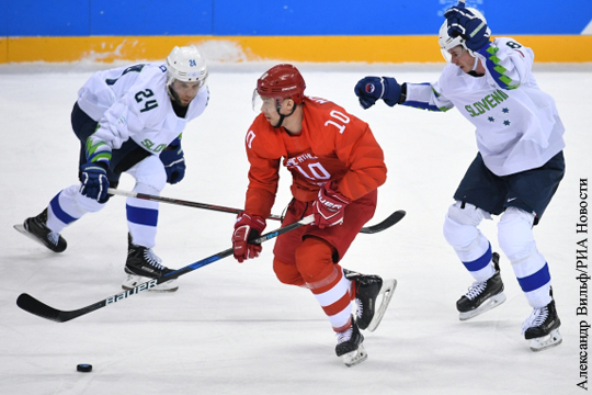Российские хоккеисты забросили словенцам две шайбы за минуту