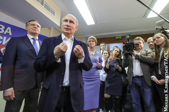 После обработки половины протоколов Путин набрал более 75% голосов