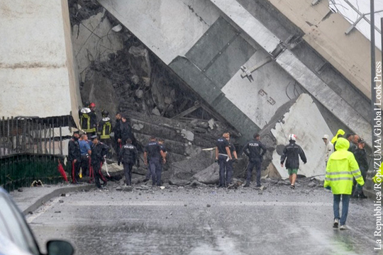 В Сети появилась видеозапись момента обрушения моста в Генуе