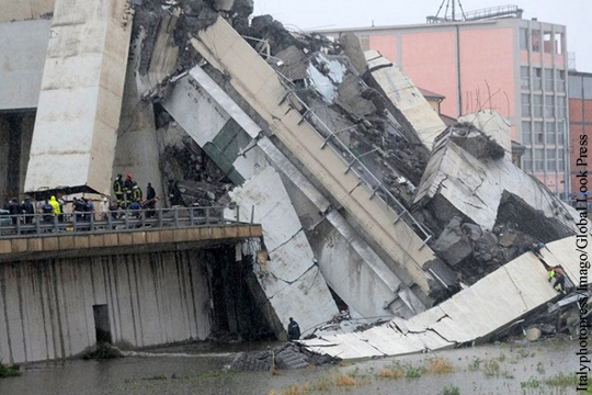 Италия назвала причину обрушения моста в Генуе