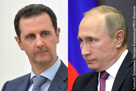 Дамаск сообщил о телефонном разговоре Путина с Асадом