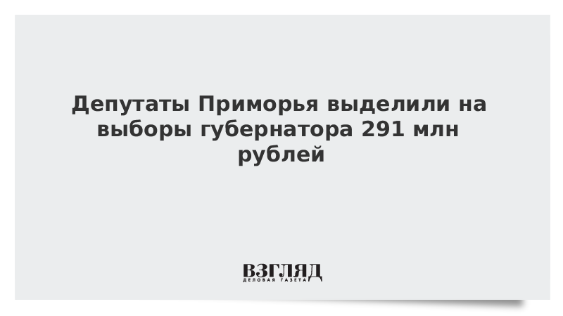Депутаты Приморья выделили на выборы губернатора 291 млн рублей