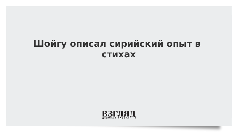 Шойгу описал сирийский опыт в стихах
