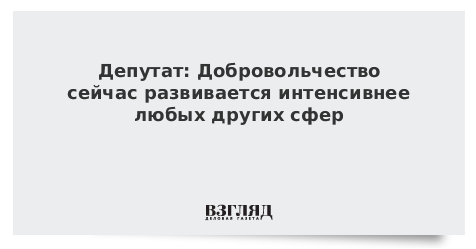 Депутат: Добровольчество сейчас развивается интенсивнее любых других сфер