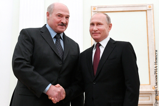 Лукашенко заявил Путину о состоявшемся союзе народов России и Белоруссии