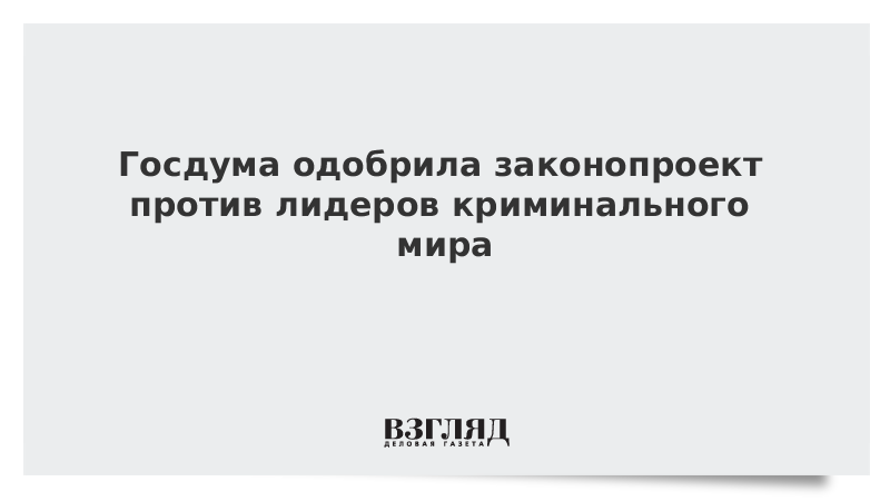 Госдума одобрила законопроект против лидеров криминального мира