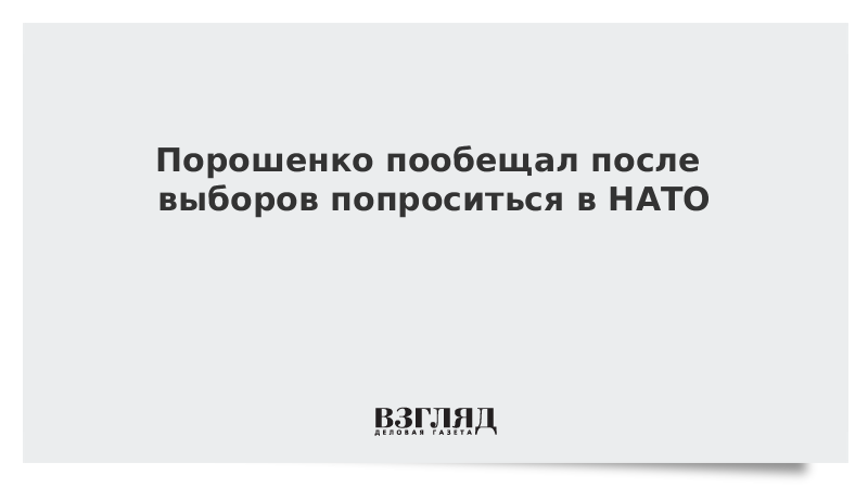 Порошенко пообещал после выборов попроситься в НАТО