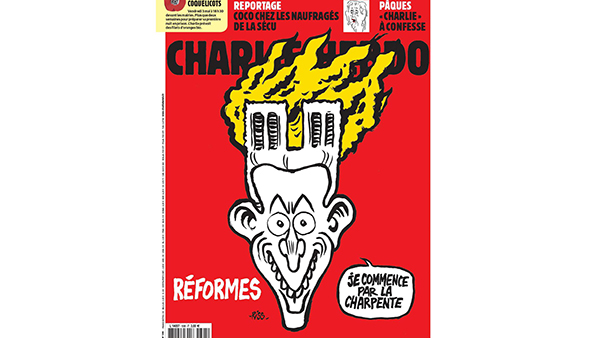 Charlie Hebdo опубликовал карикатуру на горящий Нотр-Дам-де-Пари