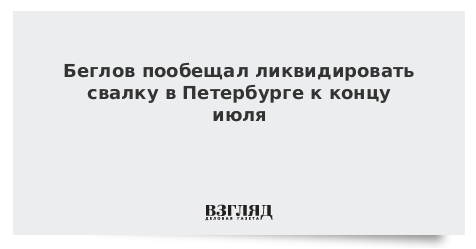 Беглов пообещал ликвидировать свалку в Петербурге к концу июля